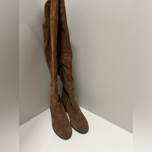 Dolce Vita Cognac Suede Over the Knee Heeled Boots - Picture 3 of 7